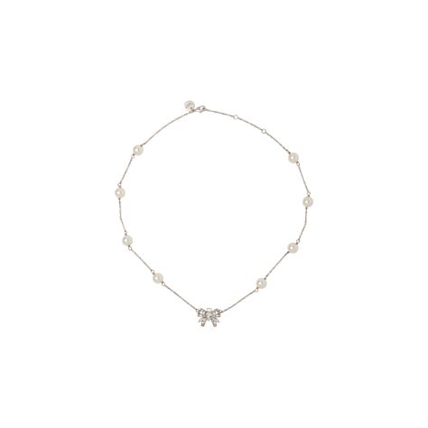 miu miu bow necklace|Cream/cristal Micro Bow Jewels Necklace .